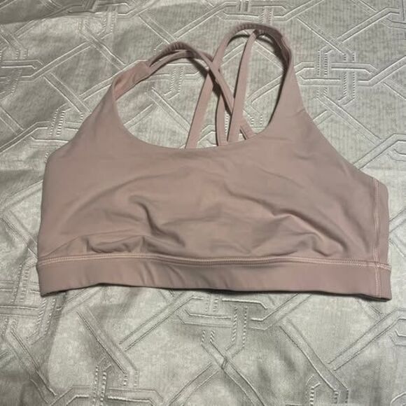 Lululemon Energy Sports Bra Size 8 Pink Strappy Wicking Stretch - Picture 2 of 3